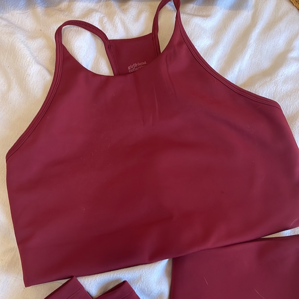Girlfriend collective maroon active wear set - Picture 2 of 3